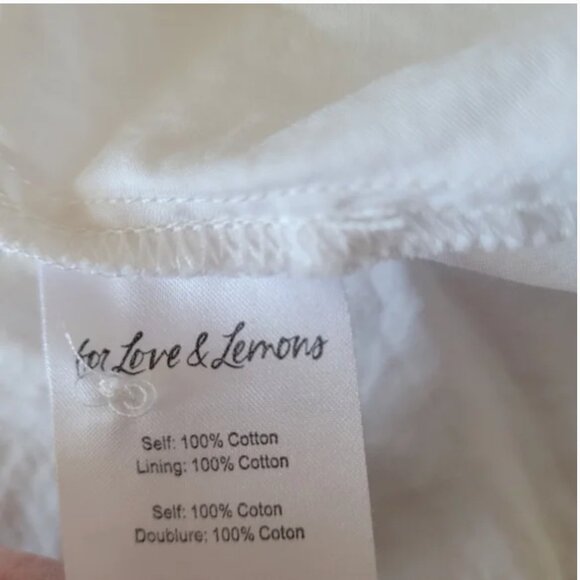 For Love and Lemons Tea Time Babydoll Cotton Mini white pink Dress size L - Picture 7 of 8